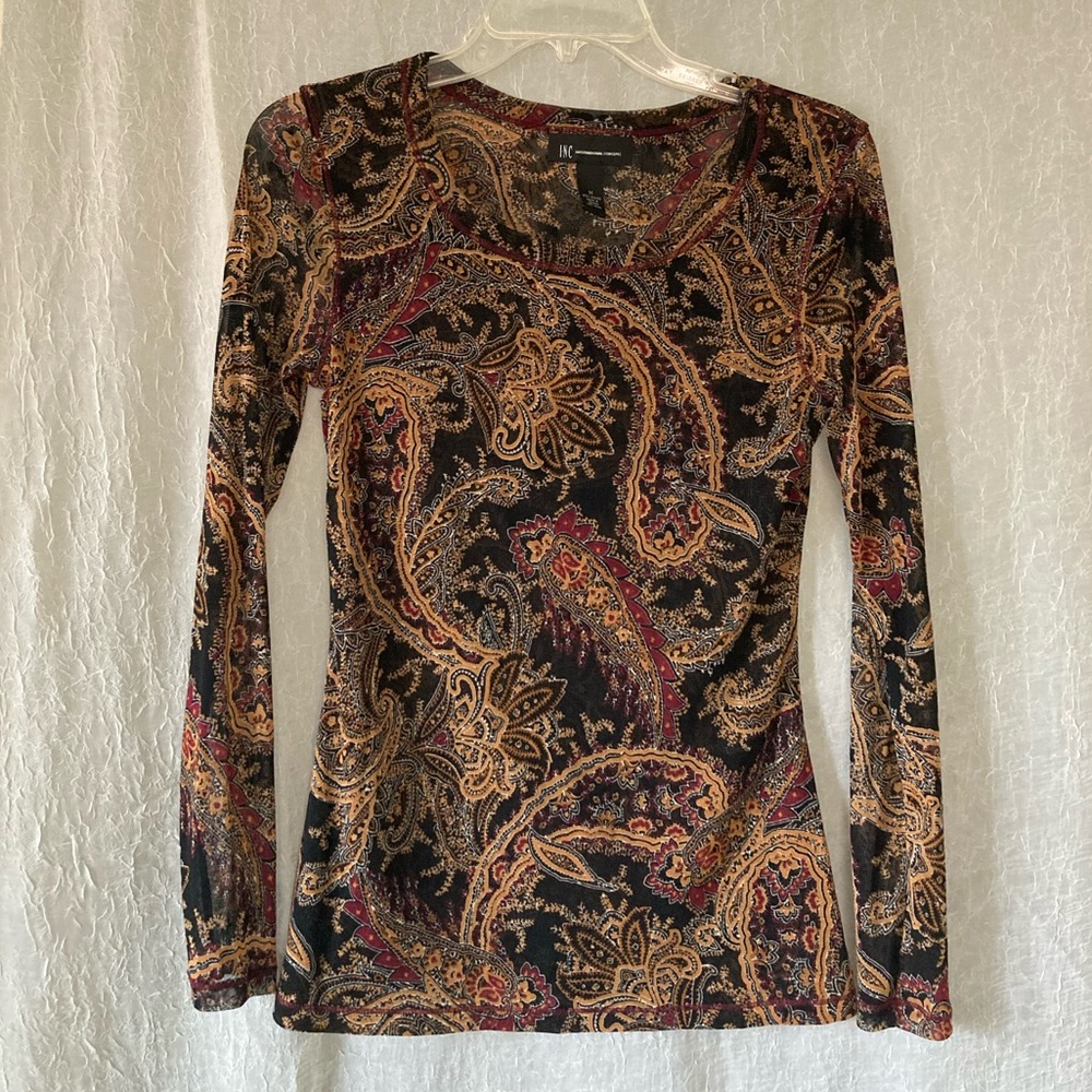 SOLD INC International Concepts Multicolor Paisley Top Size M